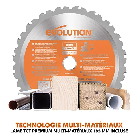 Autre vue de la scie à onglet Evolution Power Tools R185CMS-Li